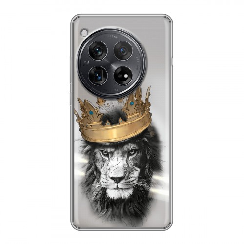 Дизайнерский силиконовый чехол для OnePlus 12 Лев с короной