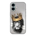 Дизайнерский силиконовый чехол для Iphone 16 Plus Лев с короной