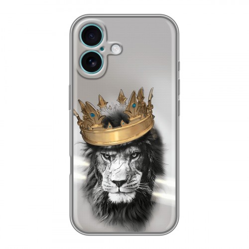 Дизайнерский силиконовый чехол для Iphone 16 Plus Лев с короной