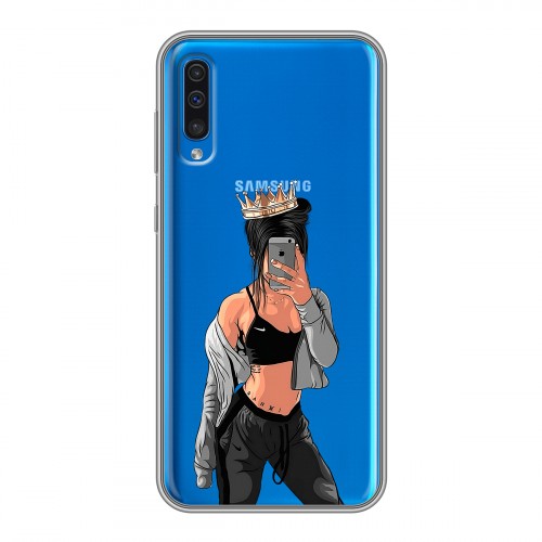 Полупрозрачный дизайнерский пластиковый чехол для Samsung Galaxy A50 Женские принты