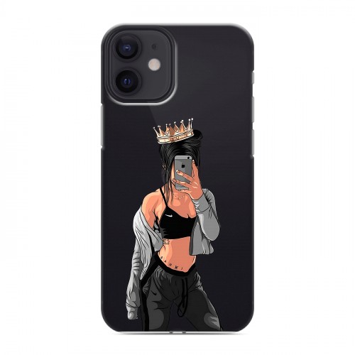 Полупрозрачный дизайнерский силиконовый с усиленными углами чехол для Iphone 12 Mini Женские принты