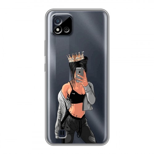 Полупрозрачный дизайнерский силиконовый чехол для Realme C20 Женские принты