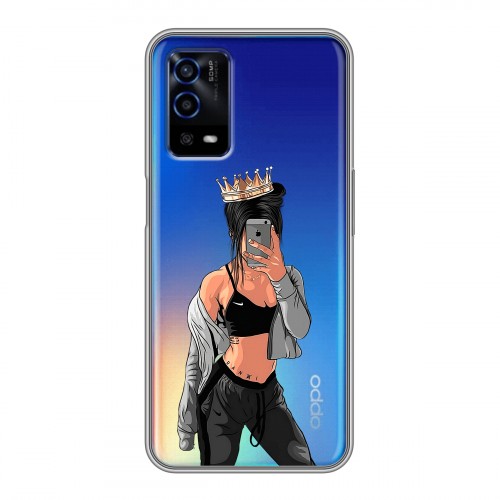 Полупрозрачный дизайнерский силиконовый с усиленными углами чехол для OPPO A55 Женские принты