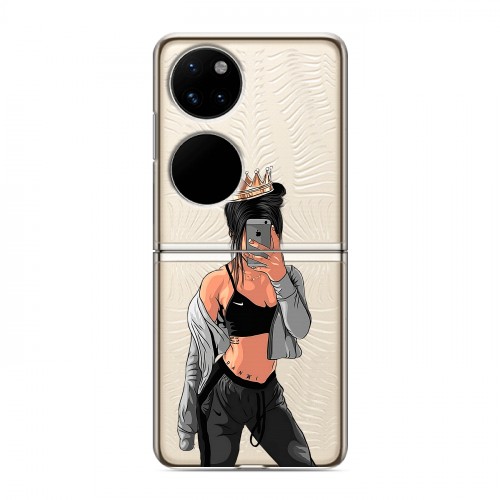 Полупрозрачный дизайнерский пластиковый чехол для Huawei P50 Pocket Женские принты