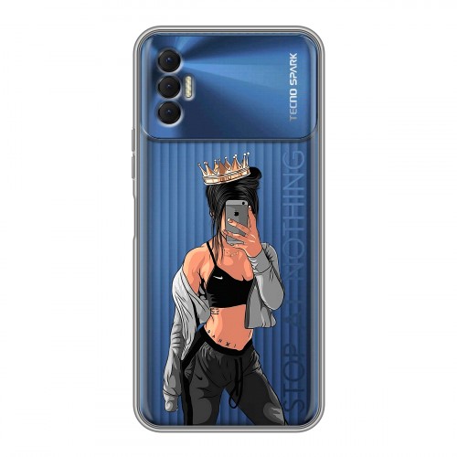 Полупрозрачный дизайнерский силиконовый чехол для Tecno Spark 8P Женские принты