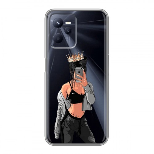 Полупрозрачный дизайнерский силиконовый чехол для Realme C35 Женские принты