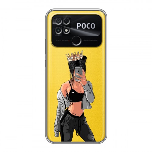 Полупрозрачный дизайнерский силиконовый чехол для Xiaomi Poco C40 Женские принты