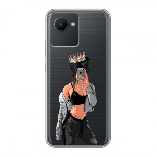 Полупрозрачный дизайнерский пластиковый чехол для Realme C30 Женские принты