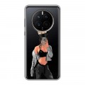 Полупрозрачный дизайнерский силиконовый с усиленными углами чехол для Huawei Mate 50 Женские принты