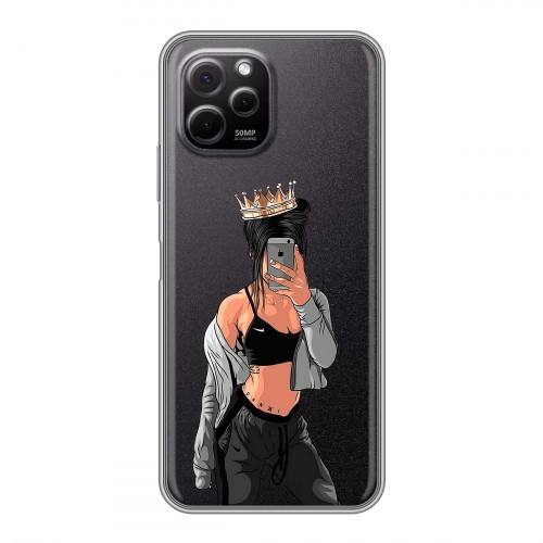 Полупрозрачный дизайнерский силиконовый с усиленными углами чехол для Huawei Nova Y61 Женские принты