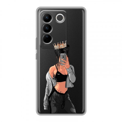 Полупрозрачный дизайнерский силиконовый чехол для Vivo V27 Женские принты