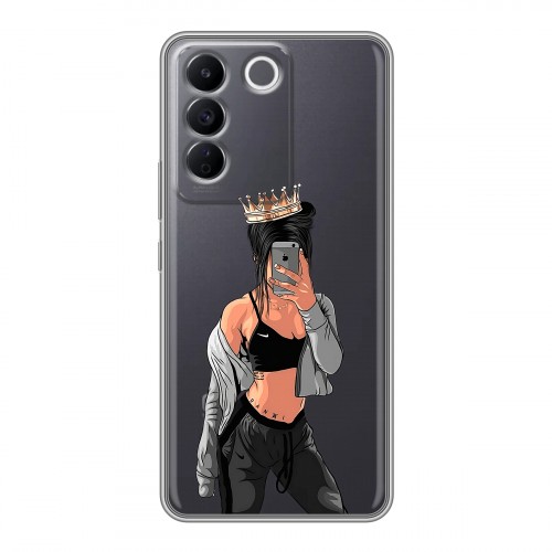 Полупрозрачный дизайнерский силиконовый чехол для Vivo V27e Женские принты