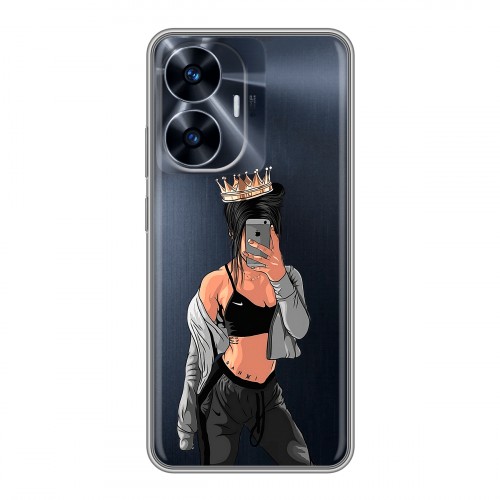 Полупрозрачный дизайнерский силиконовый чехол для Realme C55 Женские принты