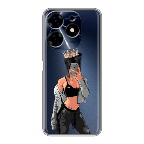 Полупрозрачный дизайнерский силиконовый с усиленными углами чехол для Tecno Spark 10 Женские принты