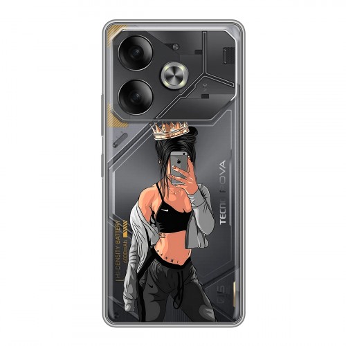 Полупрозрачный дизайнерский пластиковый чехол для Tecno Pova 6 Женские принты