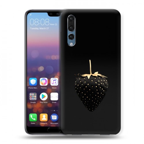 Дизайнерский силиконовый с усиленными углами чехол для Huawei P20 Pro Черная клубника