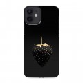 Дизайнерский силиконовый с усиленными углами чехол для Iphone 12 Mini Черная клубника