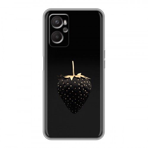 Дизайнерский силиконовый с усиленными углами чехол для OPPO A96 Черная клубника