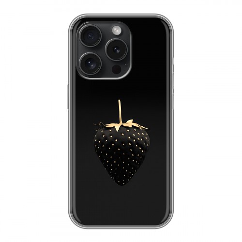 Дизайнерский силиконовый чехол для Iphone 15 Pro Черная клубника