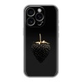 Дизайнерский силиконовый чехол для Iphone 16 Pro Черная клубника