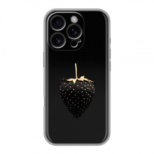 Дизайнерский силиконовый чехол для Iphone 16 Pro Черная клубника