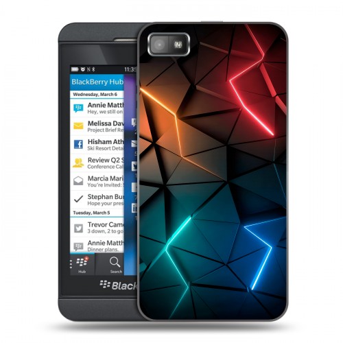 Дизайнерский пластиковый чехол для BlackBerry Z10 Абстракция неон