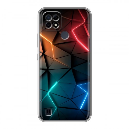 Дизайнерский силиконовый чехол для Realme C21 Абстракция неон