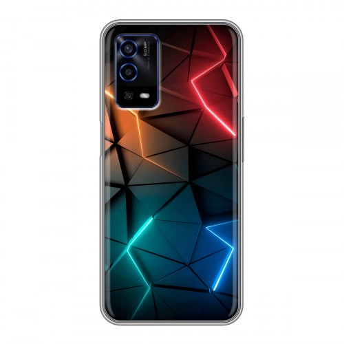 Дизайнерский силиконовый с усиленными углами чехол для OPPO A55 Абстракция неон