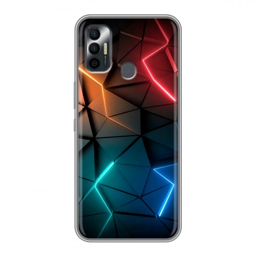 Дизайнерский силиконовый чехол для Tecno Spark 7 Абстракция неон