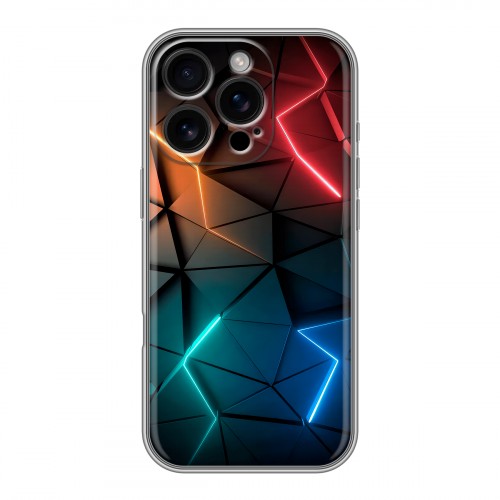 Дизайнерский силиконовый чехол для Iphone 16 Pro Абстракция неон