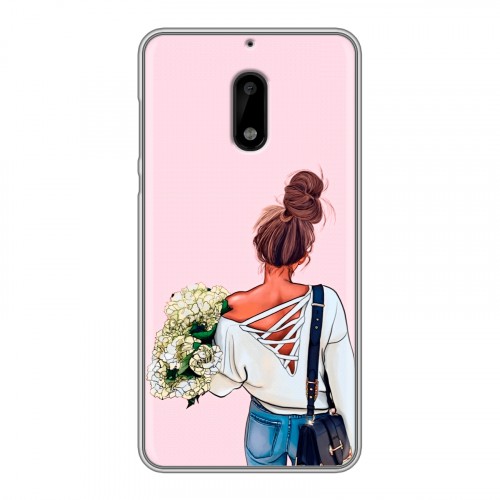 Дизайнерский пластиковый чехол для Nokia 6 Девушка и букет