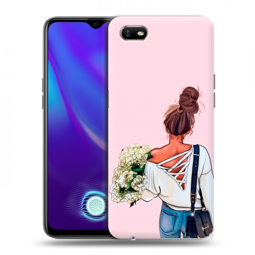 Дизайнерский пластиковый чехол для OPPO A1k Девушка и букет