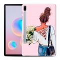 Дизайнерский силиконовый чехол для Samsung Galaxy Tab S6 Девушка и букет