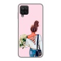 Дизайнерский пластиковый чехол для Samsung Galaxy A12 Девушка и букет