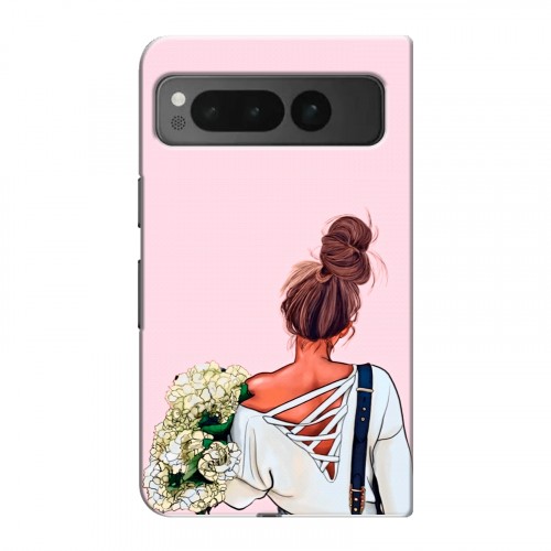 Дизайнерский пластиковый чехол для Google Pixel Fold Девушка и букет