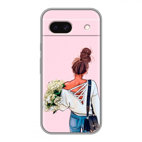 Дизайнерский пластиковый чехол для Google Pixel 8a Девушка и букет
