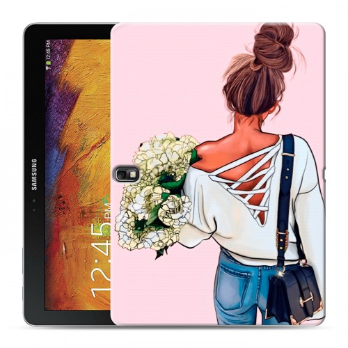 Дизайнерский силиконовый чехол для Samsung Galaxy Note 10.1 2014 editon Девушка и букет