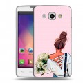 Дизайнерский пластиковый чехол для LG L60 Девушка и букет