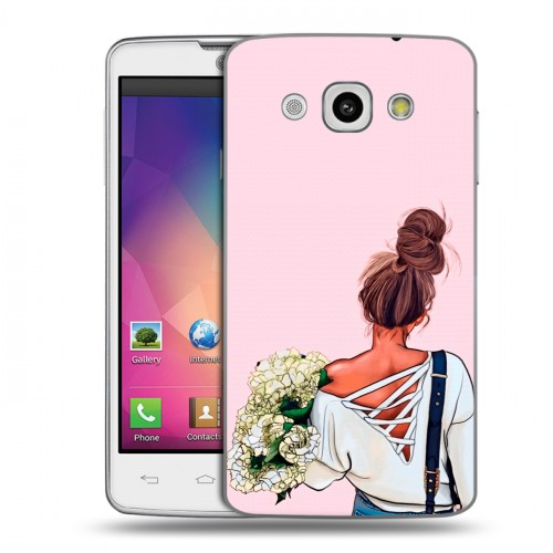 Дизайнерский пластиковый чехол для LG L60 Девушка и букет