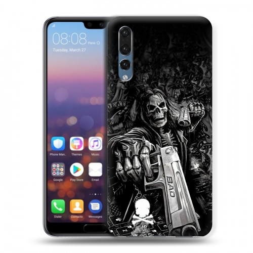 Дизайнерский силиконовый с усиленными углами чехол для Huawei P20 Pro Скелет