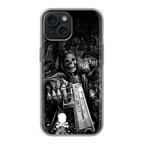 Дизайнерский силиконовый чехол для Iphone 15 Скелет