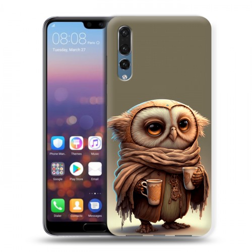 Дизайнерский силиконовый с усиленными углами чехол для Huawei P20 Pro Сова