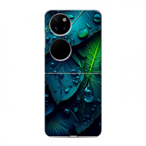 Дизайнерский пластиковый чехол для Huawei P50 Pocket Листья