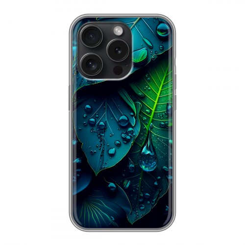 Дизайнерский силиконовый чехол для Iphone 15 Pro Листья