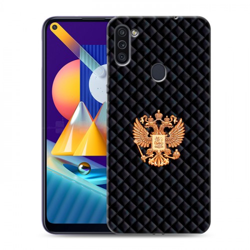 Дизайнерский пластиковый чехол для Samsung Galaxy M11 Герб России принт