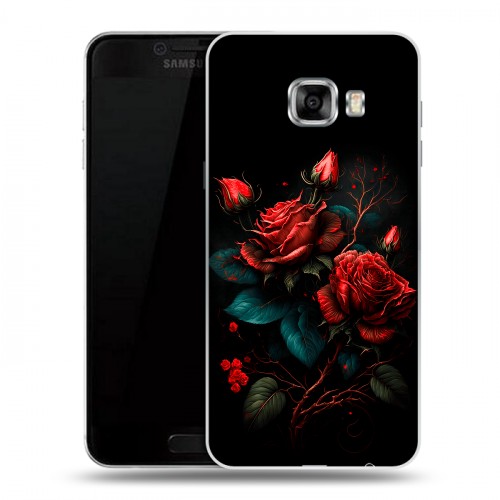 Дизайнерский пластиковый чехол для Samsung Galaxy C5 Розы красные