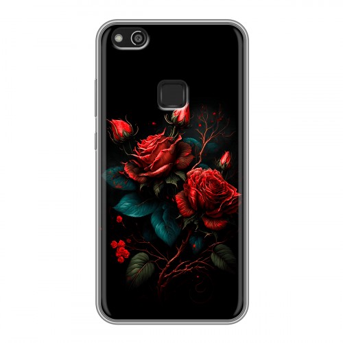 Дизайнерский силиконовый чехол для Huawei P10 Lite Розы красные