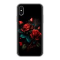 Дизайнерский силиконовый чехол для Iphone x10 Розы красные