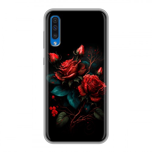 Дизайнерский силиконовый чехол для Samsung Galaxy A50 Розы красные