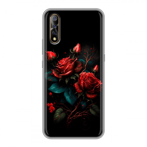 Дизайнерский силиконовый с усиленными углами чехол для Vivo V17 Neo Розы красные